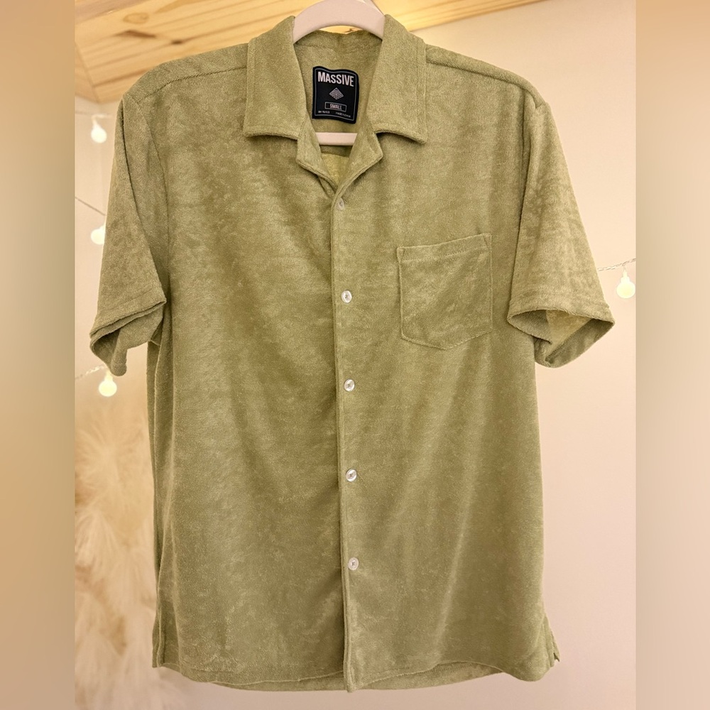 🌾 Massive Terry Cloth Casual Button Down Shirt